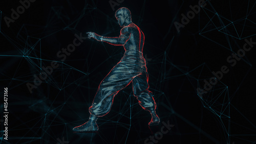 3d rendered illustration of Martial Arts Kung Fu Fighter or Dragon Figher. High quality 3d illustration