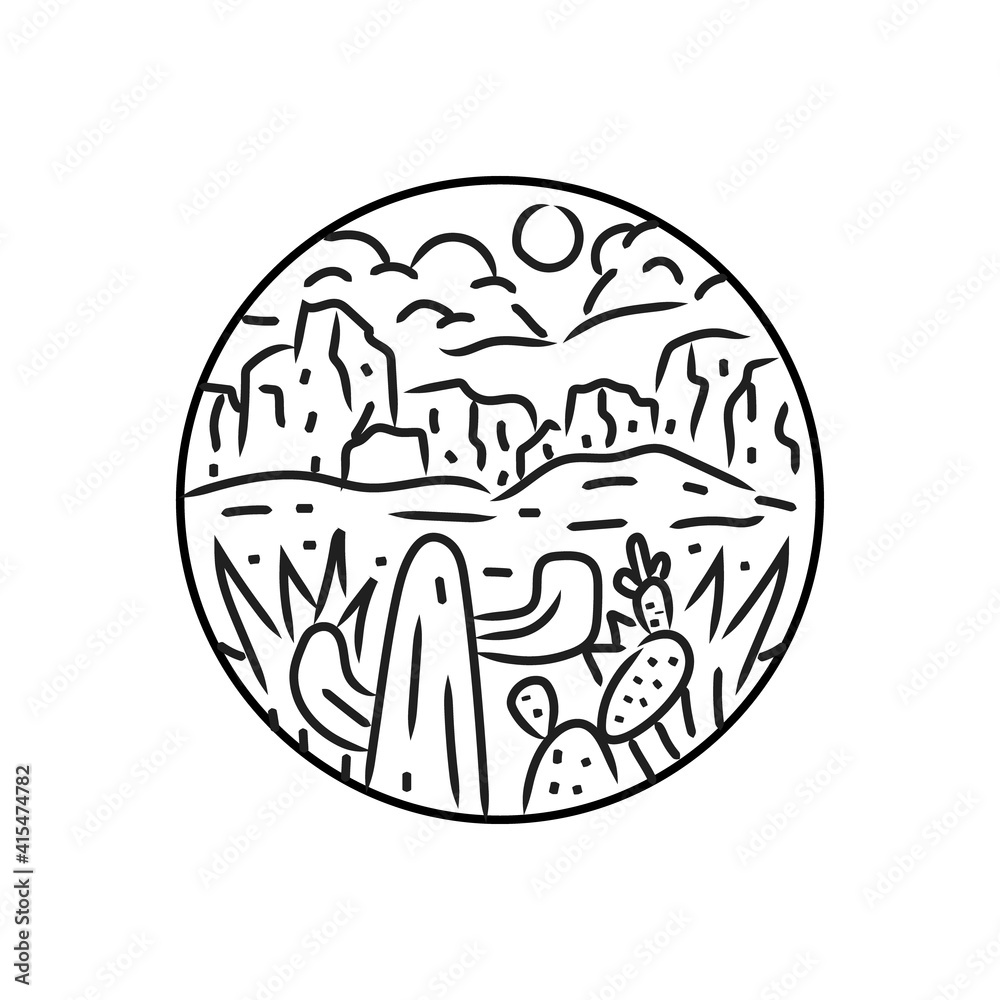 Camping adventure monoline design illustration Camping adventure monoline design illustration