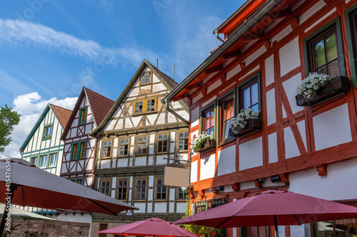 Facades of half-timbered houses in Schmalkalden