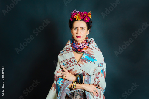 The woman is dressed as Frida Kahlo