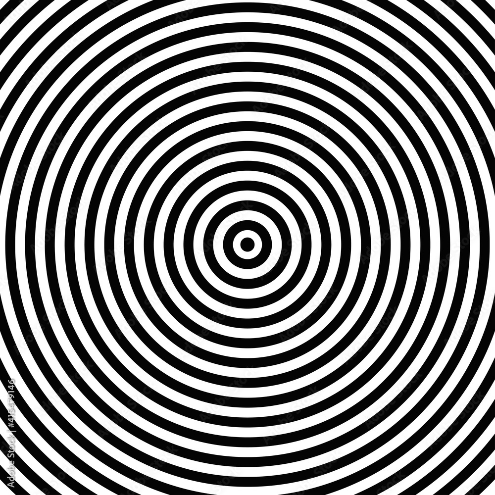 Optical illusion background. Psychedelic striped black and white backdrop. Vector