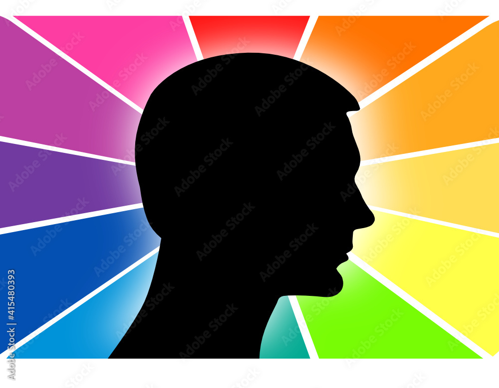 silhueta de homem com cores