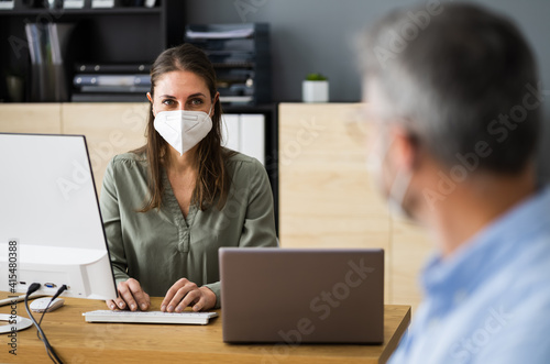 Business People Wearing Covid Face Mask