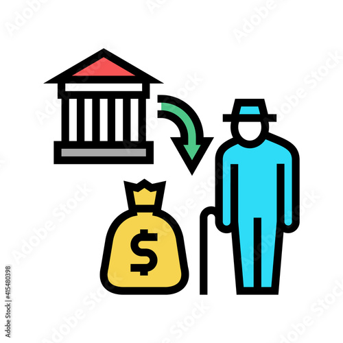 pension benefits color icon vector. pension benefits sign. isolated symbol illustration