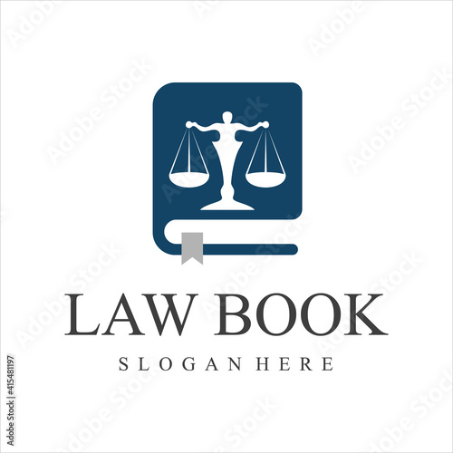 scale justice, law firm with book logo design concept. vector illustration.