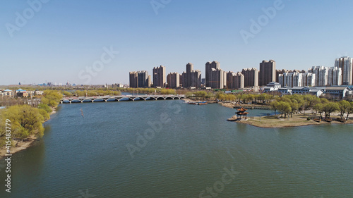 Waterfront City  architectural scenery  aerial photos  North China