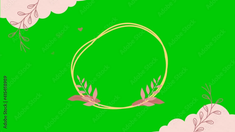 Circle Floral Frame with animated love shapes on green screen background for digital Wedding invitations Circle Floral Frame with animated love shapes on green screen background for digital Wedding invitations