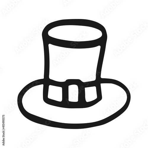 Vector hat icon in hand drawn style. Outline isolated symbol. Illustration on white background. Design for print and coloring books. Cartoon clothes pictogram for game. Doodle hat.