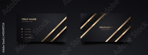 Modern luxury business card print template design. Inspiration from the abstract. Contact card for company. Two sided golden design . Vector illustration