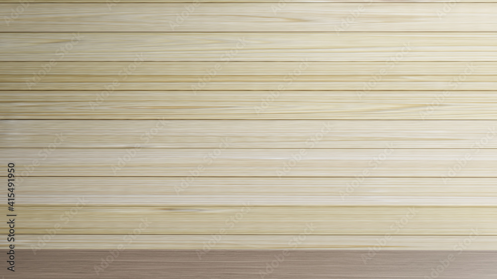 The blank wood wall for background content 3d rendering