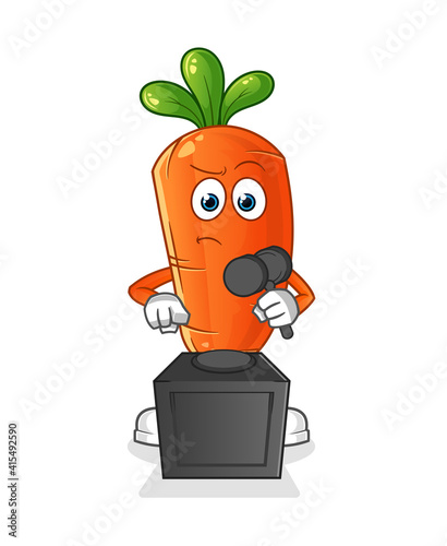 carrot judge holds gavel illustration. character vector