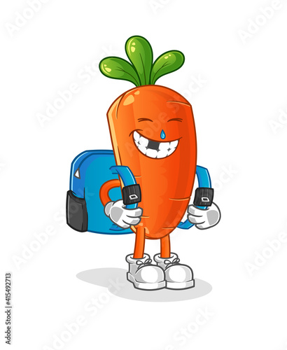 carrot goes to school vector. cartoon character