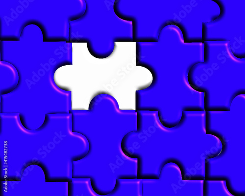 Blue 3D Puzzle Missing One Piece Autism Vector