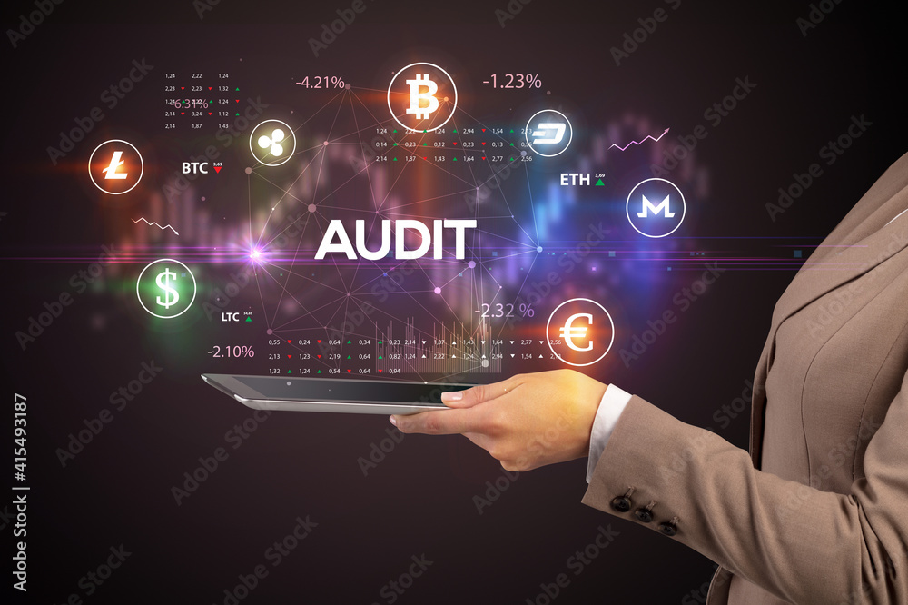 Close-up of a touchscreen with AUDIT inscription, business opportunity concept Close-up of a touchscreen with AUDIT inscription, business opportunity concept