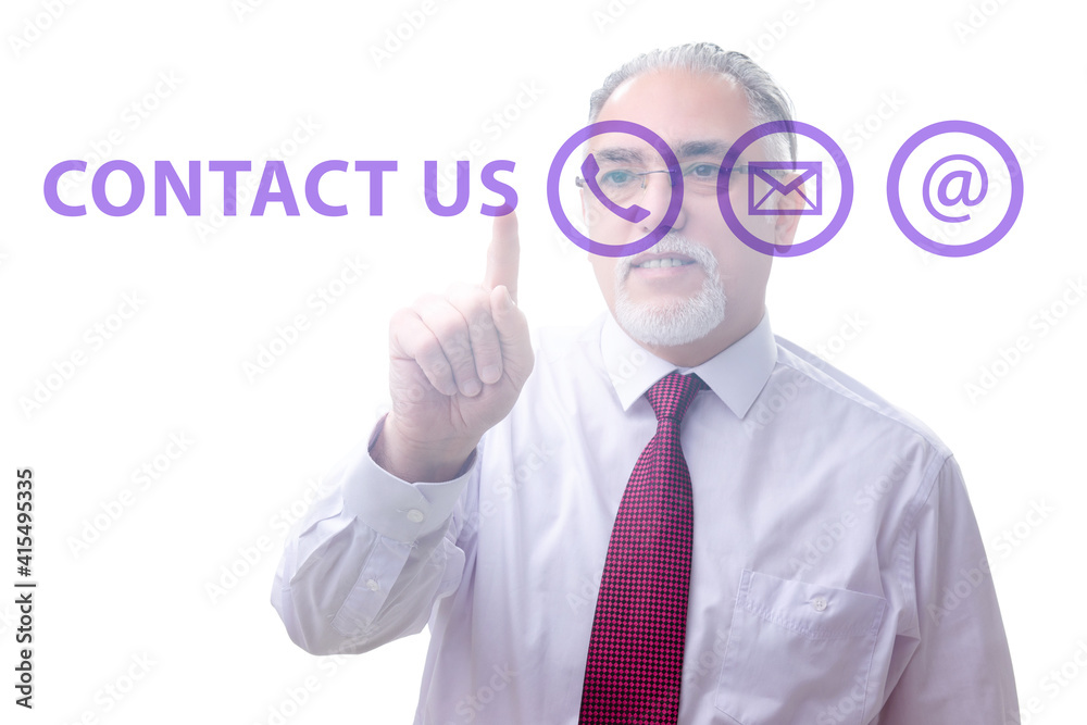 Businessman pressing in communication concept Businessman pressing in communication concept