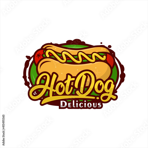 Hot dog delicious vector design logo photo