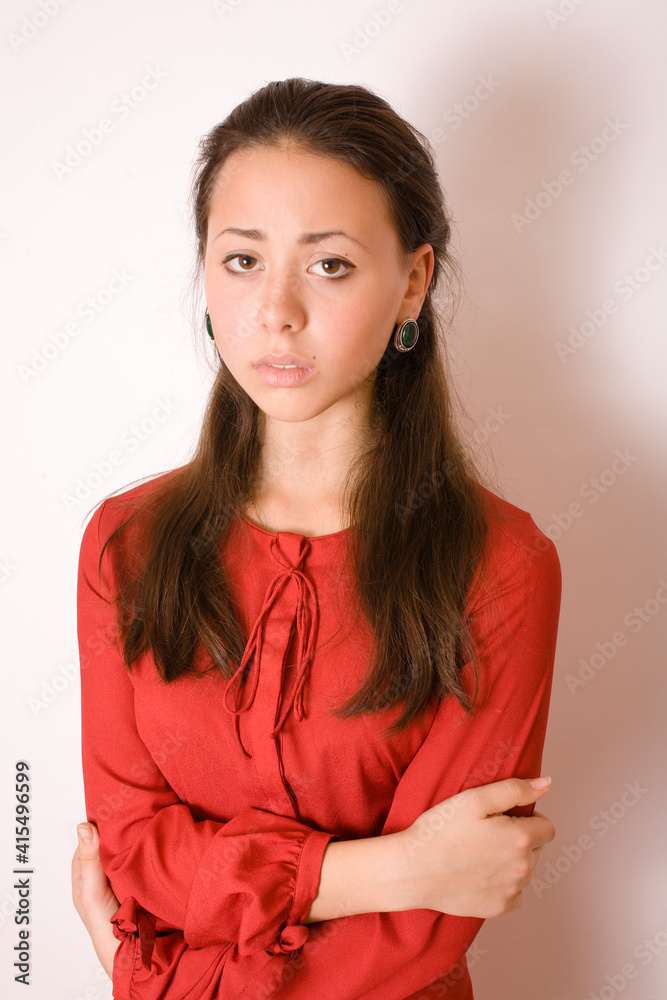 young pretty brunette woman smiling happy on white background, lifestyle people concept young pretty brunette woman smiling happy on white background, lifestyle people concept