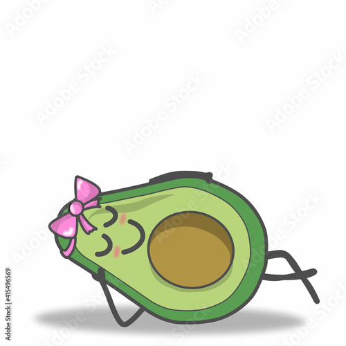 cute avocado slip character vector template design illustration