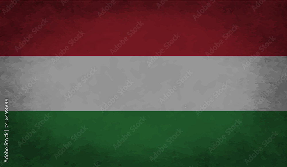 Naklejka premium Hungary grunge, old, scratched style flag