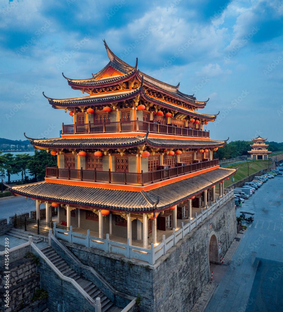 Night view of Chaozhou ancient city, Chaozhou City, Guangdong Province, China