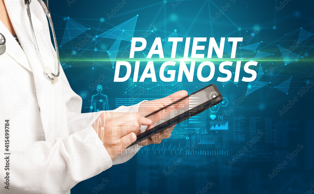 doctor writes notes on the clipboard with PATIENT DIAGNOSIS inscription, medical diagnosis concept doctor writes notes on the clipboard with PATIENT DIAGNOSIS inscription, medical diagnosis concept