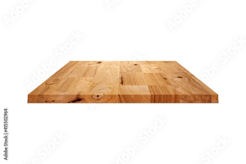 Light brown rubber wood board finger joint isolated on white background with clipping path.