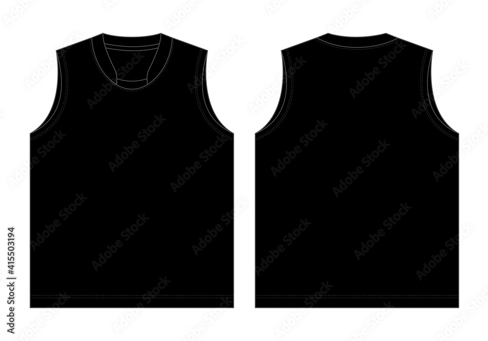 Blank Black Tank Top Template Vector On White Background.Front and Back ...