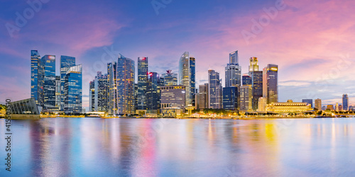 Singapore financial district skyline at Marina bay on twilight time, Singapore city, South east asia. © tanarch