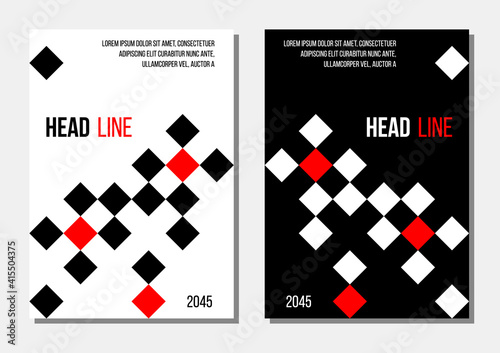 black white red chessboard abstract geometrical cover, annual report or corporate forecast template