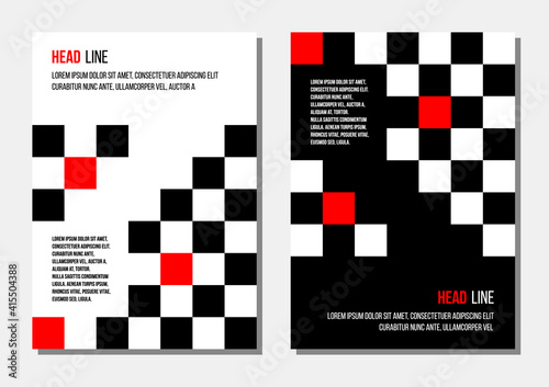 black white red chessboard abstract geometrical cover, business or corporate