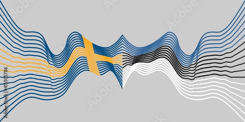 Image relative to politic and economic relationship between Estonia and Sweden. National flags. Teamwork concept.