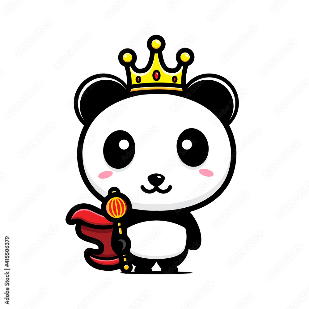 Fototapeta premium cartoon cute king panda vector design