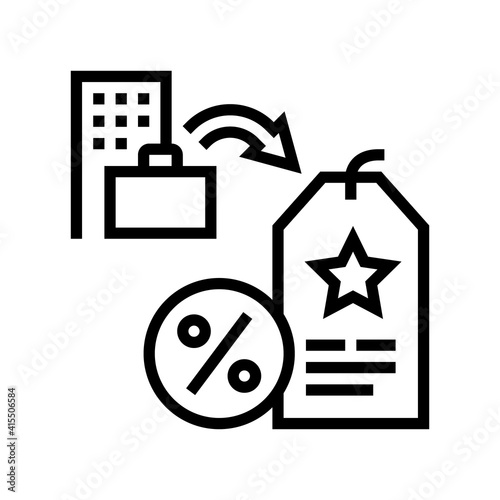 staff discount benefits line icon vector. staff discount benefits sign. isolated contour symbol black illustration