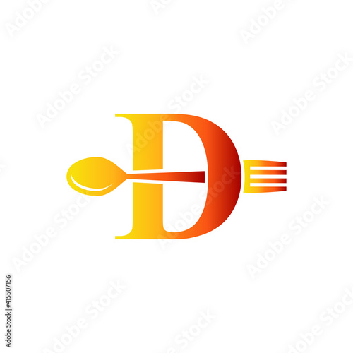 Letter D Spoon and Fork Logo Design Vecktor