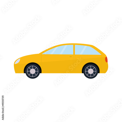 yellow car in a white background