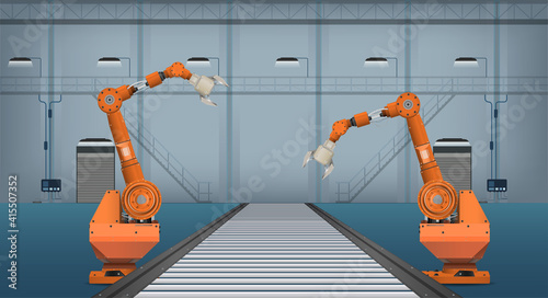 robot assembly line in factory