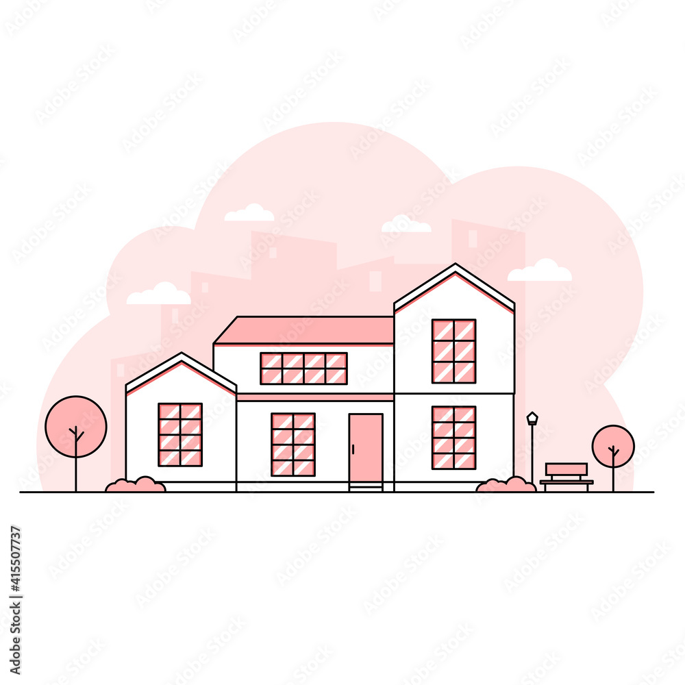 Thin line stroke house flat design landscape minimalist home with soft color line stroke house flat design landscape minimalist home with soft colors Thin line stroke house flat design landscape minimalist home with soft color line stroke house flat design landscape minimalist home with soft colors