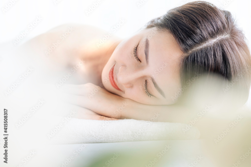 Fototapeta premium Asian woman going to beauty, skin care in spa