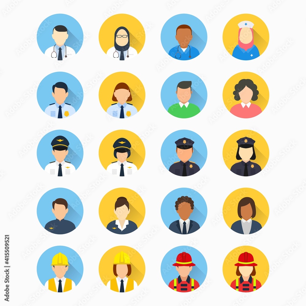 People with different profession with circle icon vector illustration People with different profession with circle icon vector illustration