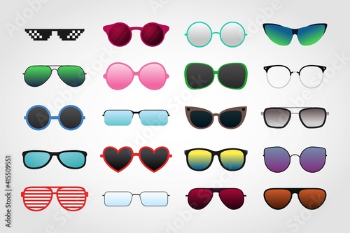 Set of sunglasses collections isolated on white background vector illustration