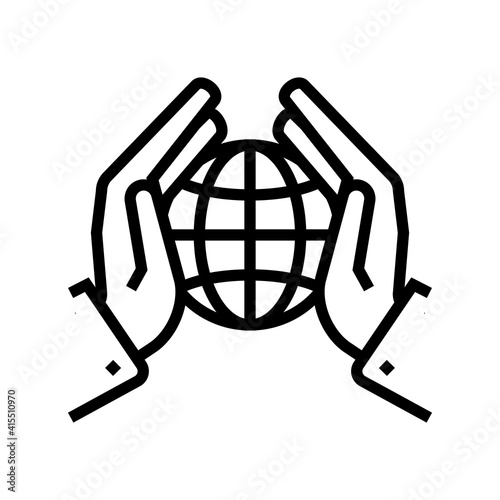 safety planet ecosystem line icon vector. safety planet ecosystem sign. isolated contour symbol black illustration