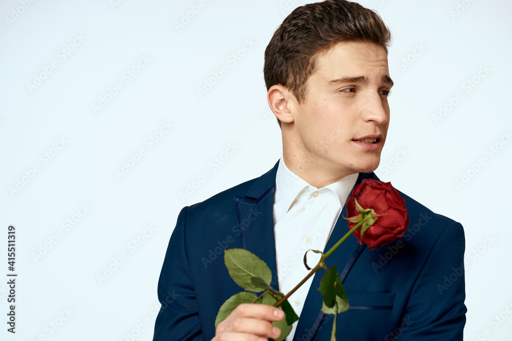 Business man in a flower suit romance date a gift Business man in a flower suit romance date a gift