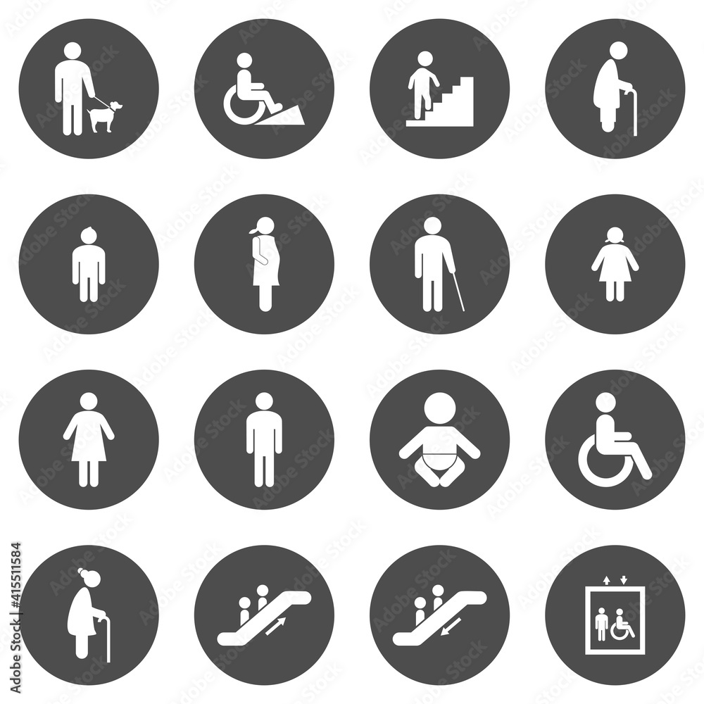 accessibility icon set public facilities icon set vector sign symbol accessibility icon set public facilities icon set vector sign symbol