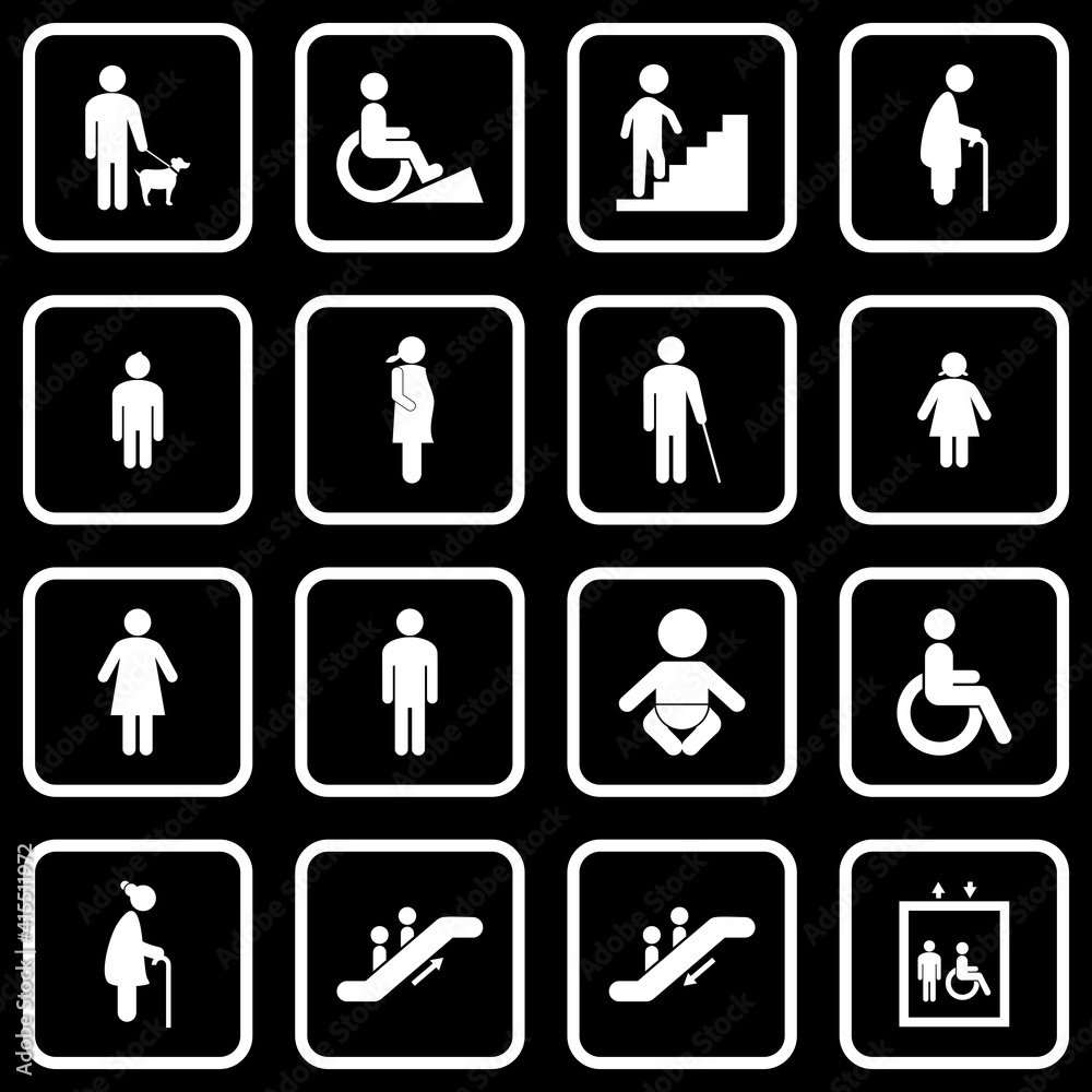 accessibility icon set public facilities icon set vector sign symbol accessibility icon set public facilities icon set vector sign symbol