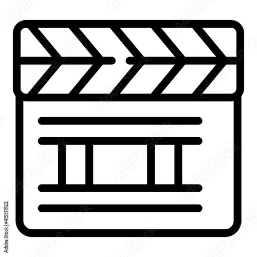 Project clapper icon. Outline project clapper vector icon for web design isolated on white background