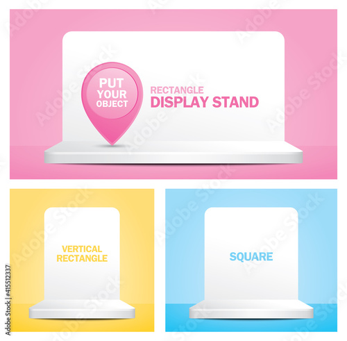 White product display backdrop 3d illustration vector on pastel color background.