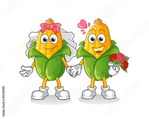 corn wedding cartoon. cartoon mascot vector
