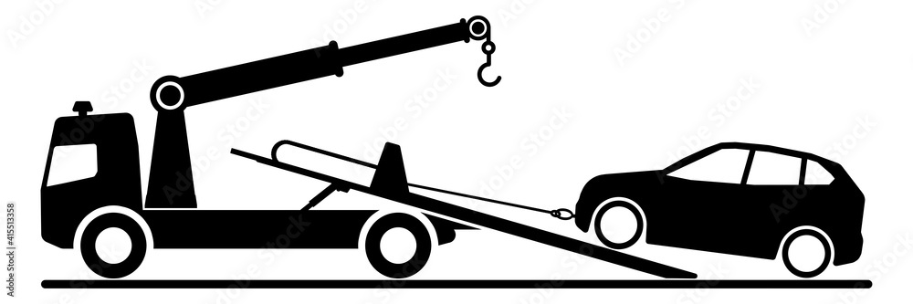 ngi1114 NewGraphicIcon ngi - german: Abschleppwagen transportiert Auto . english: tow truck with car . loading broken car on a tow truck . no parking . car crash accident - road assistance . g10295 ngi1114 NewGraphicIcon ngi - german: Abschleppwagen transportiert Auto . english: tow truck with car . loading broken car on a tow truck . no parking . car crash accident - road assistance . g10295