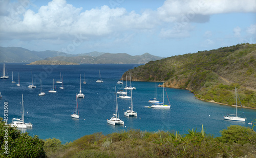 фотографія Boats at anchor in The Bight from the ridge of Norman Island, British Virgin Isl