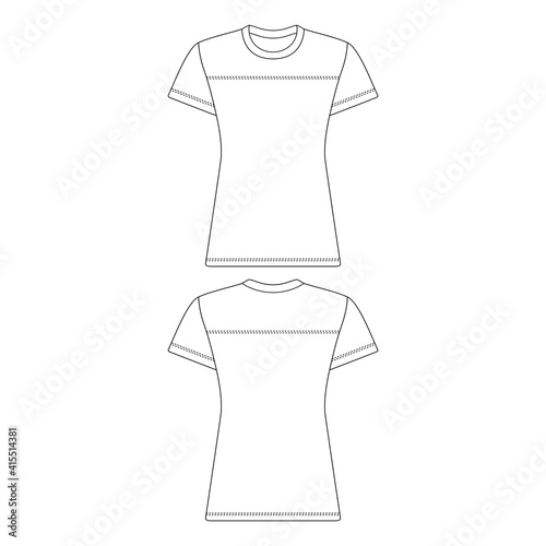 Template football jersey women vector illustration flat sketch design outline